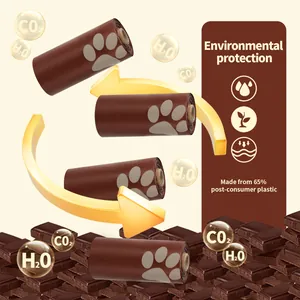 Detailed view of chocolate-scented recycled plastic pet waste bags