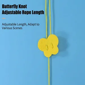 Hanging cat toy with adjustable elastic rope and yellow butterfly felt accessory