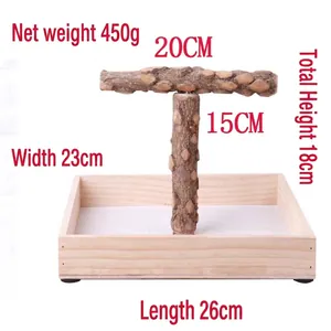 Vogelständer aus natürlichem Holz mit Tablett, Maße 26x23x18cm, 450g schwer