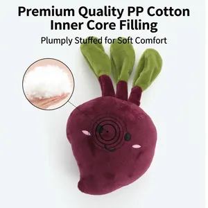 Plush cartoon beetroot squeaky dog toy made with soft high-quality PP cotton filling