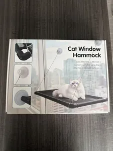 Detailed retail packaging for a suction cup cat window hammock with 6kg load capacity