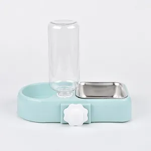 Distributore d'acqua automatico 2-in-1 e ciotola in acciaio inox per gabbie per animali.