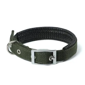 Nahaufnahme eines robusten hundehalsbands aus nylon mit weicher polsterung