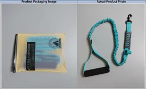 Reflective heavy-duty bungee dog leash and protective zipper packaging bag details
