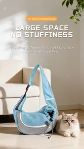 Borsa a tracolla traspirante in rete per animali con design a testa in fuori