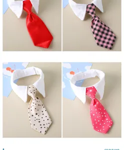 Collection of four stylish pet neckties with white shirt collars for dogs and cats