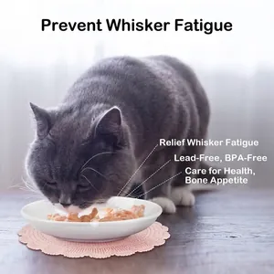Ciotola in ceramica bianca ergonomica per gatti per prevenire l'affaticamento dei baffi