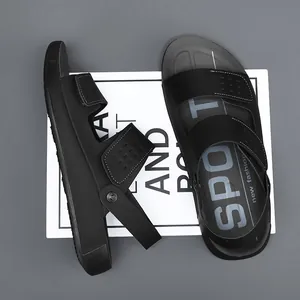 Sandales de plage d'extérieur noires pour hommes avec un design de loisirs à bout ouvert