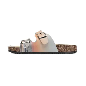 Modische Designer Leder-Sandalen mit Farbverlauf und komfortabler, weicher Korksohle