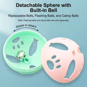 Detachable macaron cat toy ball with built-in bell and cute hollowed paw patterns