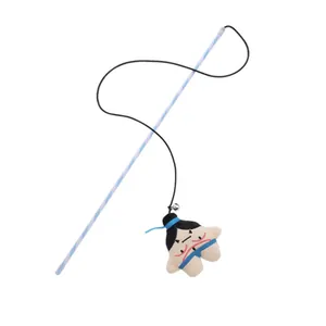 Creative sumo-themed cat teaser wand with interactive plush toy and catnip for active play