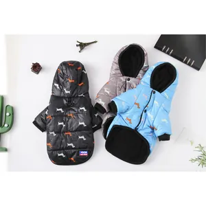 Warme winter honden hoodies met schattige teckel print in drie verschillende kleuren