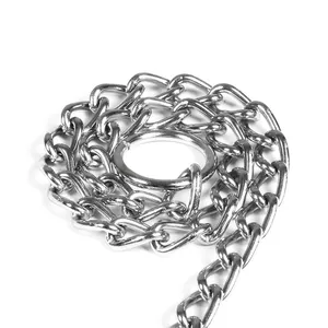 Collare a catena a P in metallo argento regolabile e resistente per addestramento cani