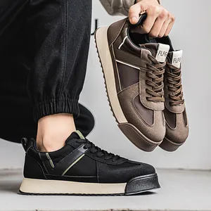 Zapatillas de plataforma para hombre en ante transpirable, diseños en color negro y marrón