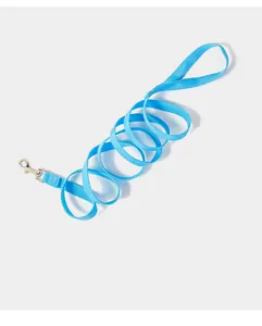 High-quality bright blue nylon pet leash featuring a durable metal swivel snap hook
