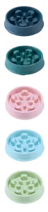 Collection de gamelles anti-glouton en forme de pétale en cinq couleurs pour chiens et chats