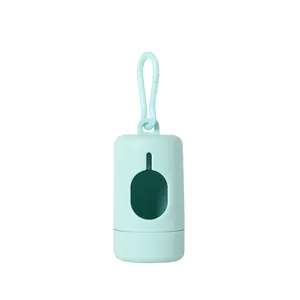 Durable mint green portable pet waste bag dispenser with sturdy hanging hook attachment