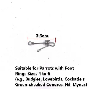 Detail of 3.5cm stainless steel anti-escape parrot leg ring buckle for bird chains.