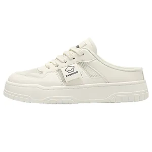 Stylish women's breathable mesh slip-on platform sneakers in cream white summer style