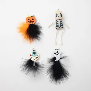 Assorted Halloween cat toy set featuring pumpkin, ghost, skeleton and eyeball characters.