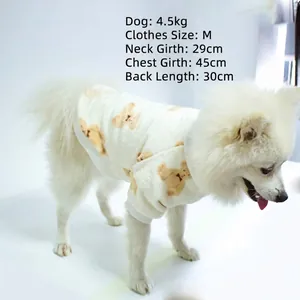 Pet Winter Warm Flannel Two-legged Coat Cute Cartoon Bear Print Polyester Clothing For Small Dogs Cats Puppy Kitten Apparel