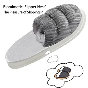Detailed view of the thick ribbed plush slipper-shaped warm pet bed for cats and dogs