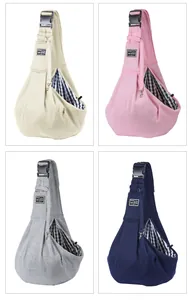 Breathable pet sling carrier available in cream, pink, grey, and navy colors