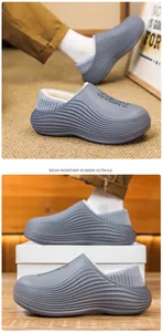 Langlebige graue Winter-Clogs mit Plüschfutter und dicker verschleißfester Gummisohle