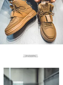 Sneakers alte color cammello con cinturino a fibbia e suola spessa stile urbano