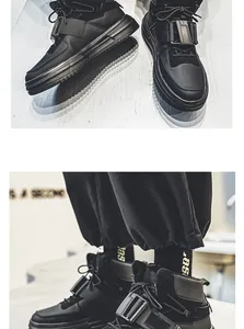 Sneaker nere high-top tattiche con cinturini a fibbia stile techwear urbano