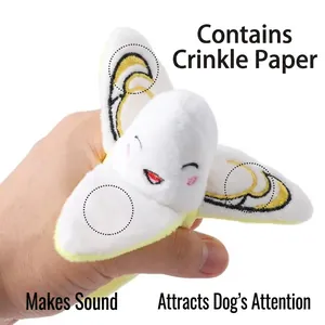 Plush banana dog toy with internal crinkle paper for interactive play and chewing