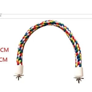 Durable colorful braided cotton rope perch for parrots hamsters and small birds