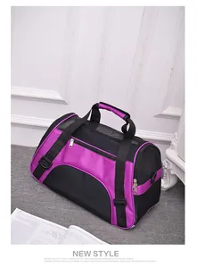 Portable purple and black breathable mesh pet carrier for cat and dog travel bag