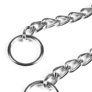 Collare da addestramento per cani a catena a P in metallo argento con design a doppio anello