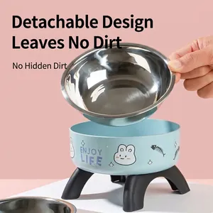 Erhöhter Edelstahlnapf für Haustiere mit abnehmbarem Design für Katzen und Hunde