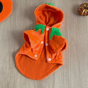 Morbida felpa con cappuccio per cani a tema zucca arancione in tessuto felpato per l'inverno