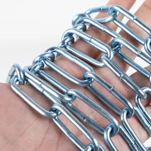 Close-up view of blue zinc plated iron dog chain showing durable metallic texture