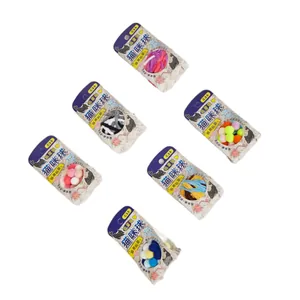 Set of six colorful interactive cat toy balls with plush and yarn textures for pets