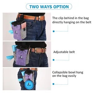 Sacoche de dressage pour animaux avec clip de ceinture et un support de bol pliable