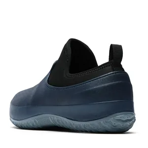 Rear view of waterproof slip-on chef shoe with non-slip sole and elastic collar