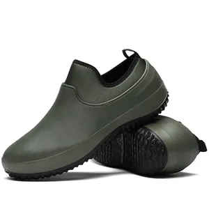 Durable olive green waterproof outdoor slip-on garden shoes for men and women