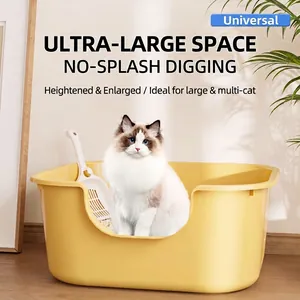Große halbgeschlossene Katzentoilette mit Schaufel, spritzgeschütztes Design