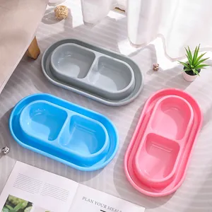 Double gamelle pour animaux avec base anti-fourmis et plateau anti-débordement pour chat