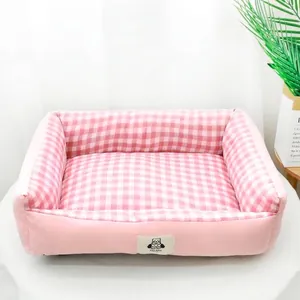 Four Seasons Universal Pet Bed For Small Medium Dogs Cats Soft Warm Flower Gingham Pattern Dog Kennel Puppy Sleeping Bed