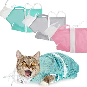 Bolsa de malla transpirable para aseo de gatos para baño y corte de uñas en colores
