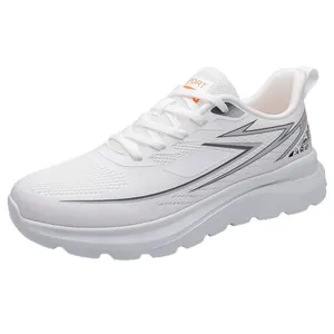 Zapatos deportivos blancos ligeros y transpirables para hombre con suela blanda cómoda