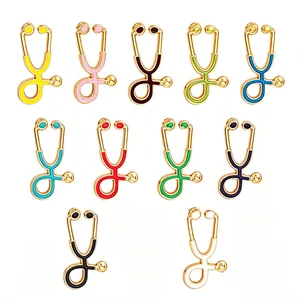 Colorful cartoon stethoscope metal brooches for medical staff in 11 vibrant colors