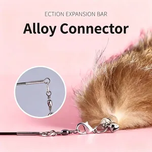 Retractable cat teaser wand with faux fox tail and durable alloy connector
