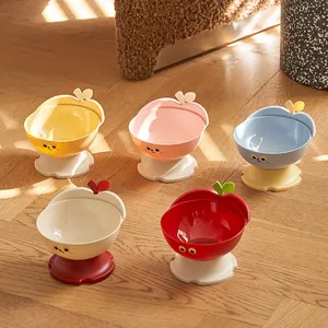 Apple Shaped Elevated Pet Bowl With Stainless Steel Inner Bowl For Cats And Dogs Neck Protection Non-Slip Raised Cat Dish Food Water Bowl Easy Cleaning