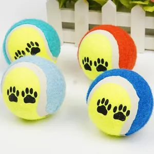 Set bunter Haustier-Tennisbälle mit schwarzen Pfotenabdrücken für Hundetraining und Spiel